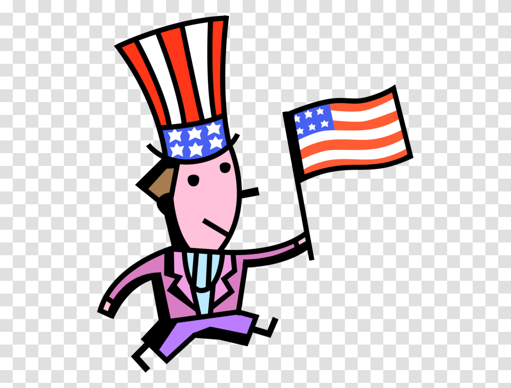 Vector Illustration Of 4th Of July Independence Day, Flag, American Flag, Performer Transparent Png