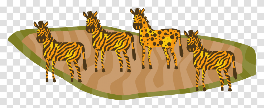 Vector Illustration Of African Striped Zebra Horses, Giraffe, Wildlife, Mammal, Animal Transparent Png
