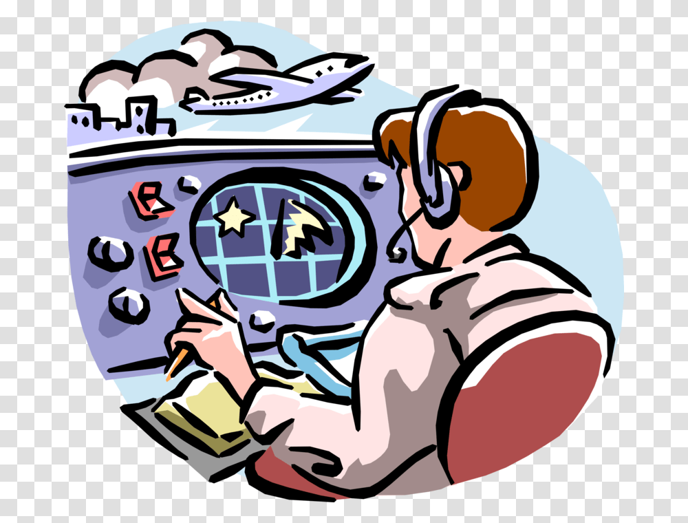 Vector Illustration Of Air Traffic Controller Maintains Air Traffic Controller Free Clipart, Outdoors Transparent Png