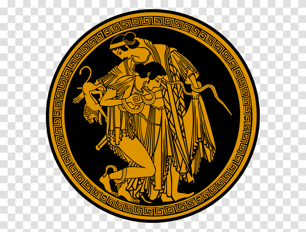 Vector Illustration Of Ancient Greek Inspired Art With Peleus Thetis And Achilles, Logo, Trademark, Emblem Transparent Png