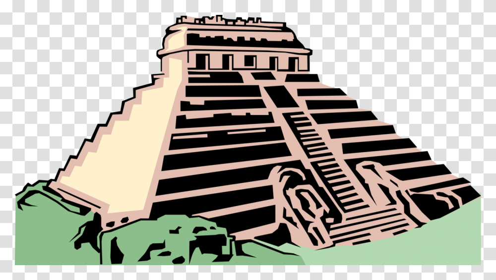 Vector Illustration Of Ancient Mayan Aztec Or Inca Mayan Temple Clipart, Railway, Transportation, Architecture, Building Transparent Png