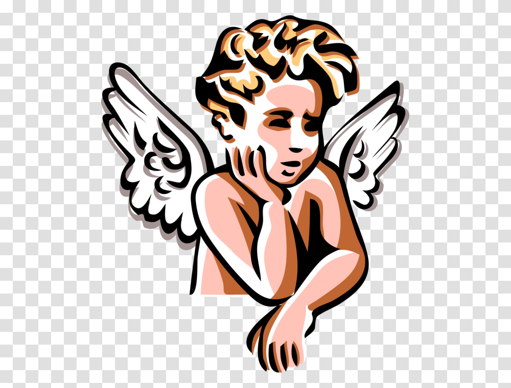Vector Illustration Of Angelic Spiritual Cherub Angel Angel Baby Stencil, Cupid, Archangel Transparent Png