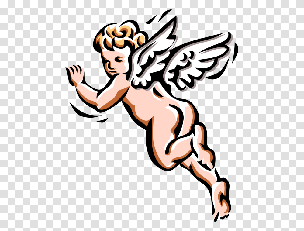 Vector Illustration Of Angelic Spiritual Cherub Angel Cartoon Of Angels On Flying, Cupid Transparent Png