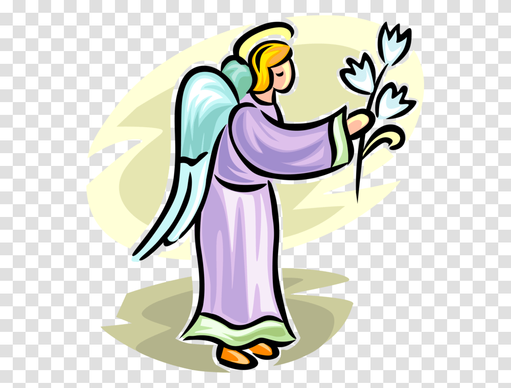 Vector Illustration Of Angelic Spiritual Winged Angel, Archangel, Figurine, Dragon Transparent Png