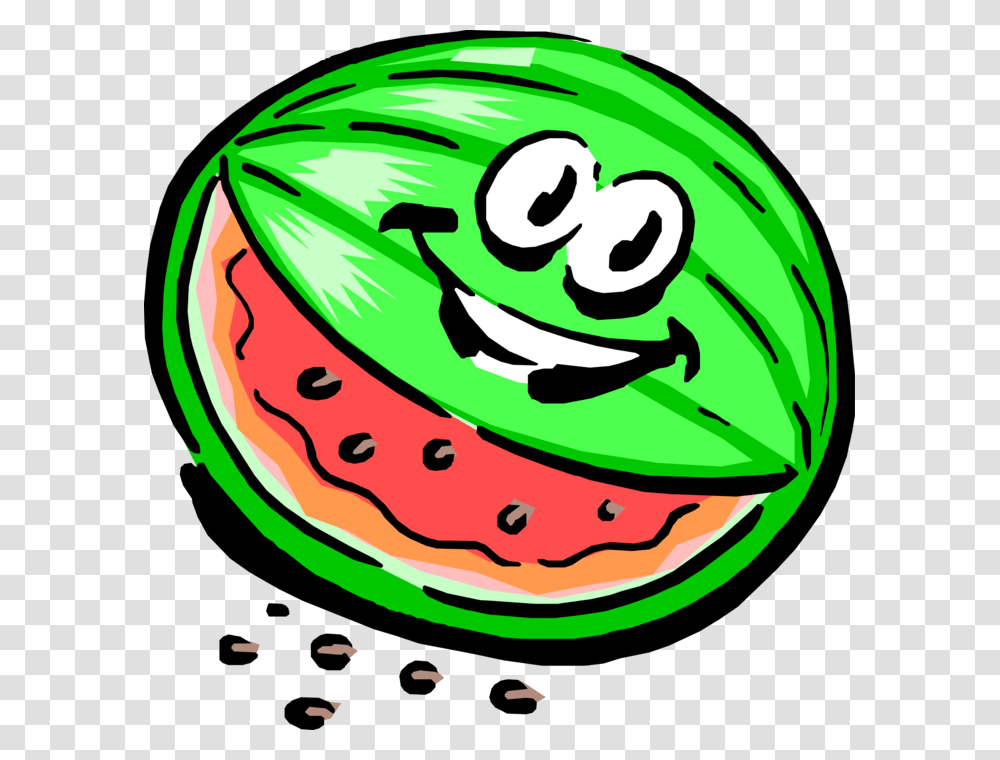 Vector Illustration Of Anthropomorphic Watermelon Fruit Cartoon Watermelon, Helmet, Apparel, Plant Transparent Png