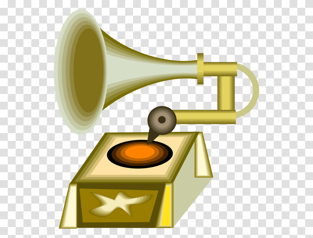 Vector Illustration Of Antique Gramophone Phonograph, Trumpet, Horn, Brass Section, Musical Instrument Transparent Png