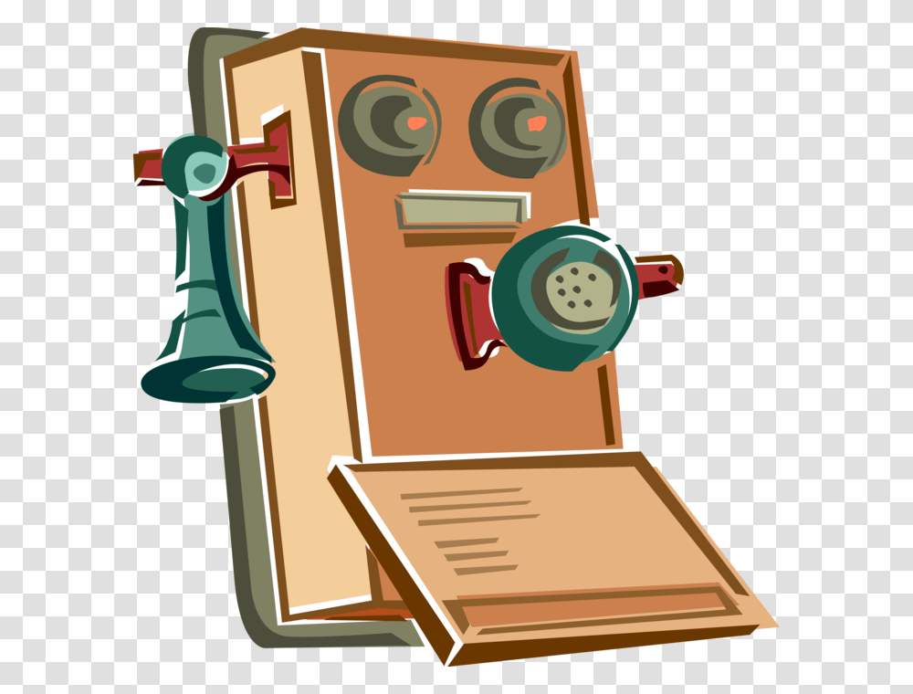 Vector Illustration Of Antique Telecommunications Device Illustration, Phone, Electronics, Dial Telephone, Box Transparent Png