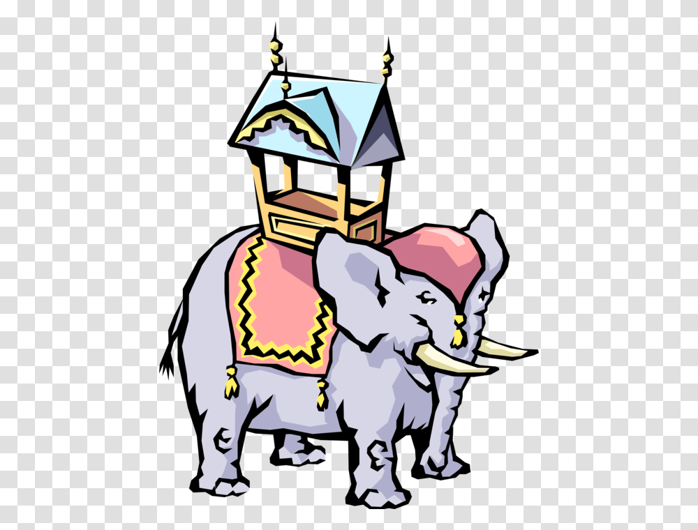 Vector Illustration Of Asian Elephant Carries Howdah, Knight, Armor, Sweets Transparent Png