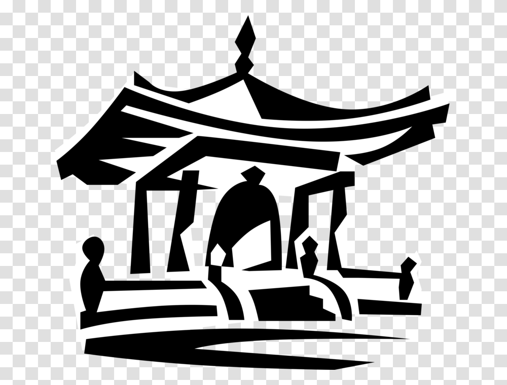 Vector Illustration Of Asian Japanese Or Chinese Pagoda Kitajskij Hram Chb Logotip, Stencil, Parliament Transparent Png