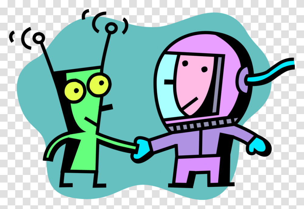 Vector Illustration Of Astronaut Shakes Hands With Transparent Png