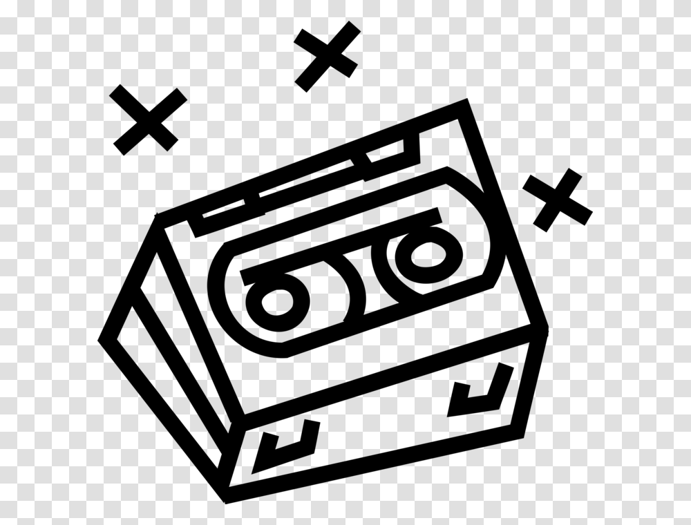 Vector Illustration Of Audio Entertainment Analog Cassette Cross, Gray, World Of Warcraft Transparent Png