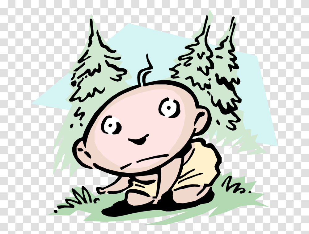 Vector Illustration Of Babe In The Woods Idiom Baby Babe In The Woods Idiom, Elf, Tree, Plant Transparent Png