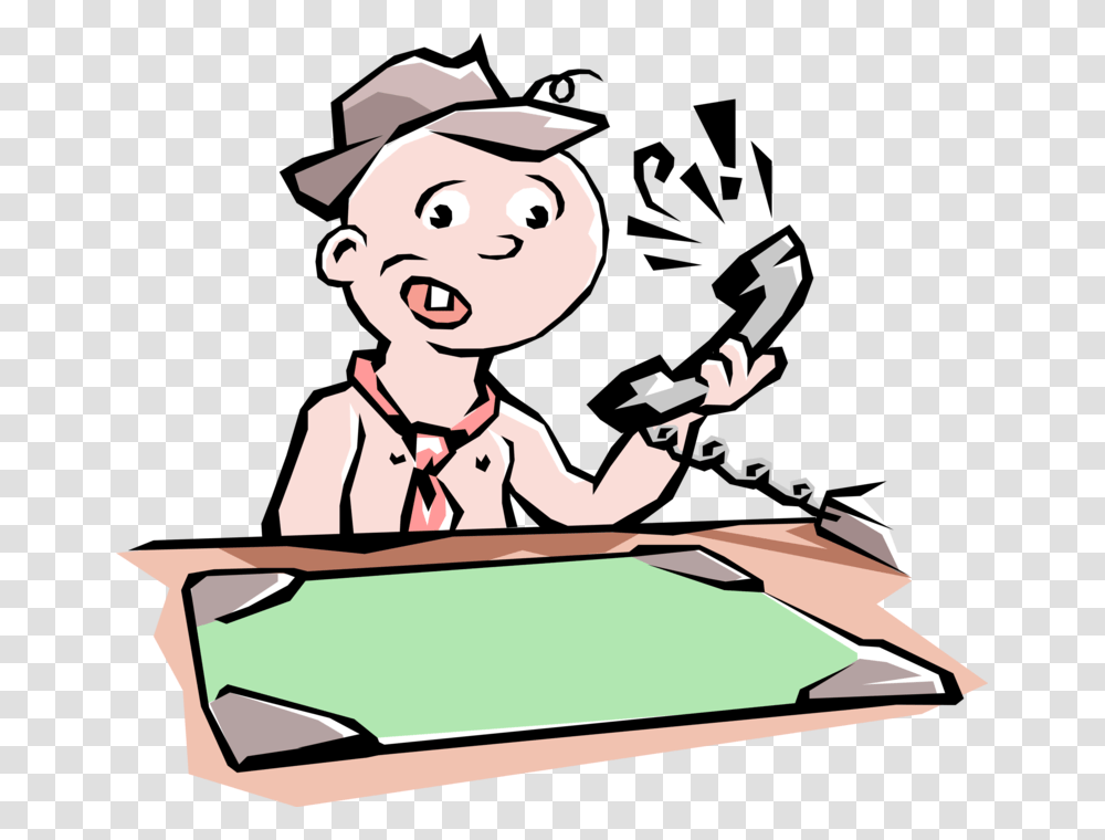 Vector Illustration Of Baby Businessman With Telephone, Gambling, Game Transparent Png