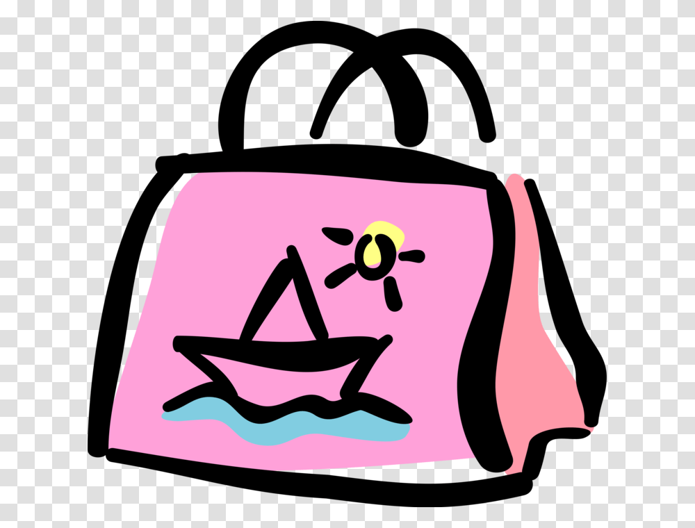 Vector Illustration Of Beach Bag Tote Bag With Carry, Apparel, Hat, Cap Transparent Png