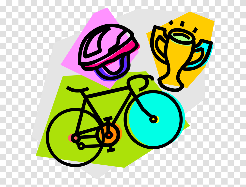 Vector Illustration Of Bicycle Race Winnerquots Trophy Bicycle Scavenger Hunt, Vehicle, Transportation, Label Transparent Png