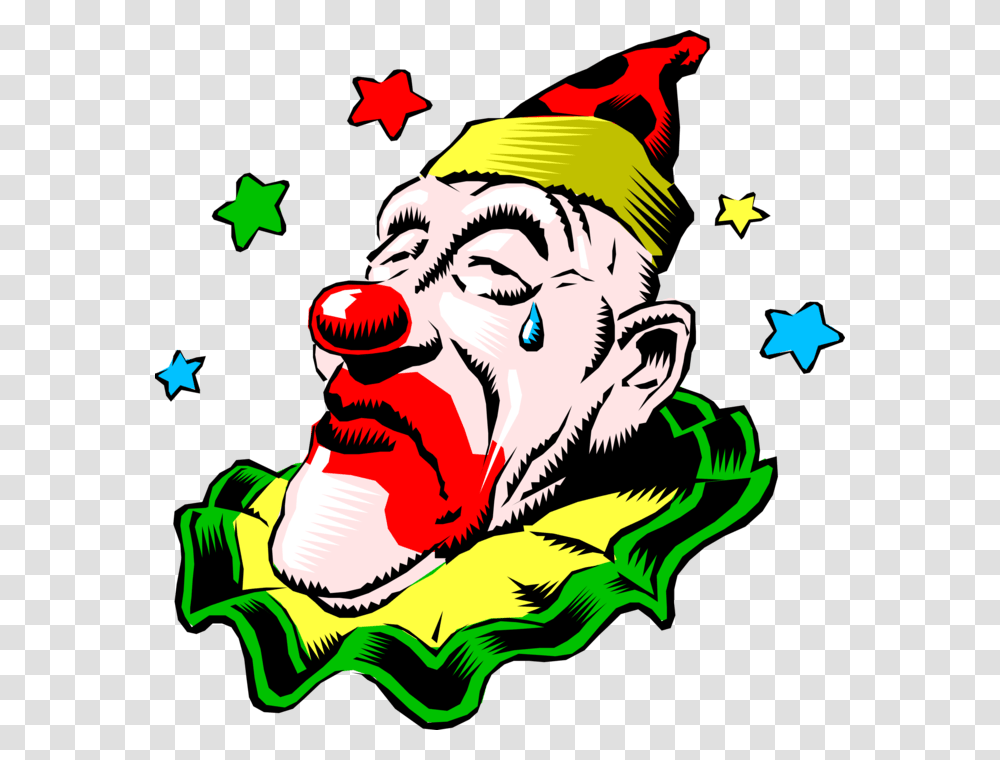Vector Illustration Of Big Top Circus Clown With Sad Circus Clowns, Performer, Person, Star Symbol Transparent Png