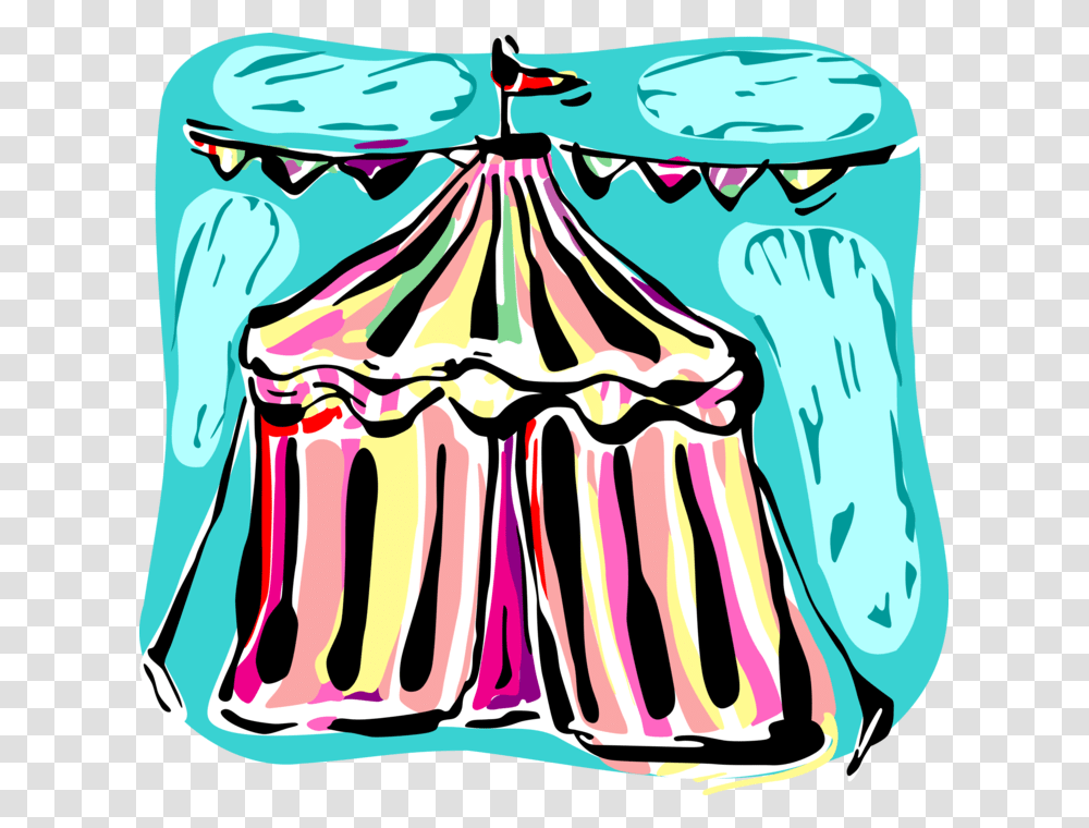 Vector Illustration Of Big Top Circus Tent With Streamers, Leisure Activities, Plant, Meal, Food Transparent Png