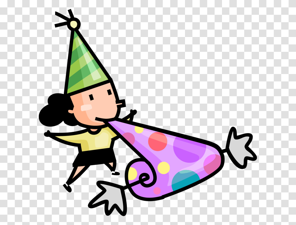 Vector Illustration Of Birthday Girl Has Fun At Birthday Vector Graphics, Apparel, Party Hat, Airplane Transparent Png