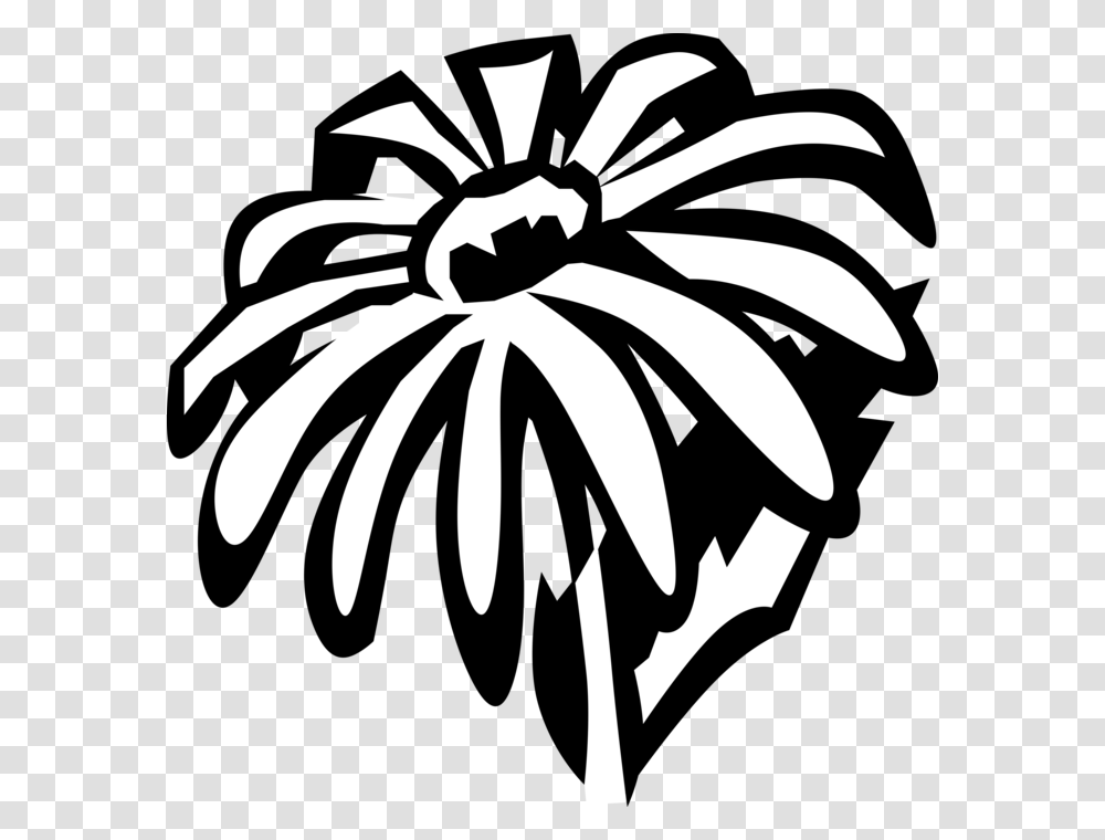 Vector Illustration Of Black Eyed Susan Botanical Flowering Clip Art, Stencil, Plant, Spider, Invertebrate Transparent Png