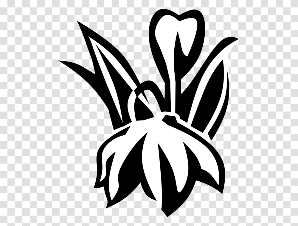 Vector Illustration Of Blue Eyed Grass Satin Flower Emblem, Stencil, Plant, Wasp, Bee Transparent Png