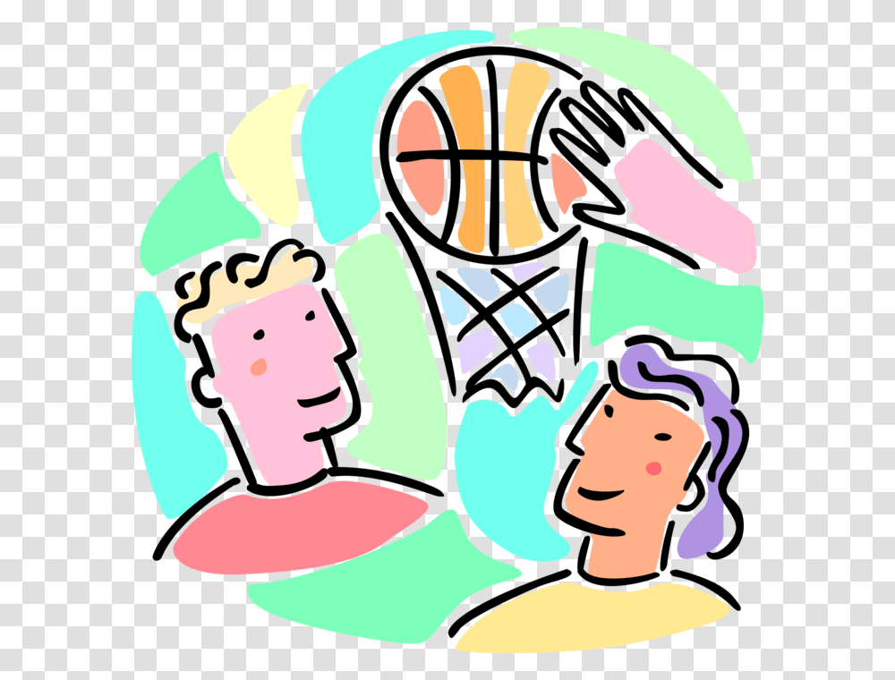 Vector Illustration Of Boys And Girls Play Basketball, Head, Pillow, Cushion, Face Transparent Png