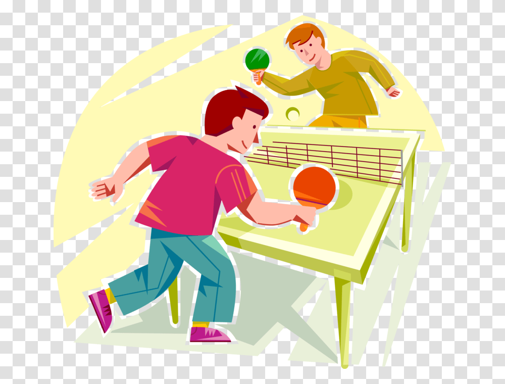 Vector Illustration Of Boys Play Game Of Ping Pong, Person, Human, Juggling, Washing Transparent Png