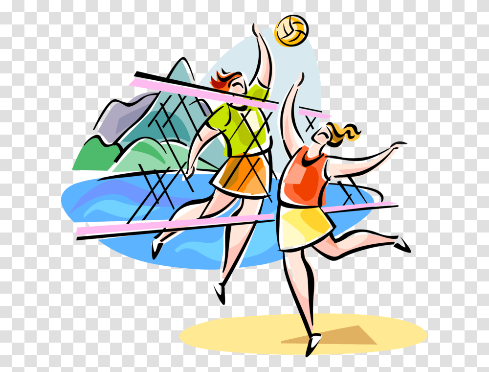 Vector Illustration Of Brazilian Beach Volleyball Sport Beach Volley, Leisure Activities, Paddle, Drawing Transparent Png