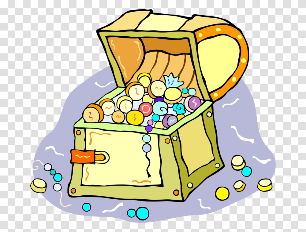Vector Illustration Of Buccaneer Pirate's Treasure Treasure Chest Outline, Gift Transparent Png