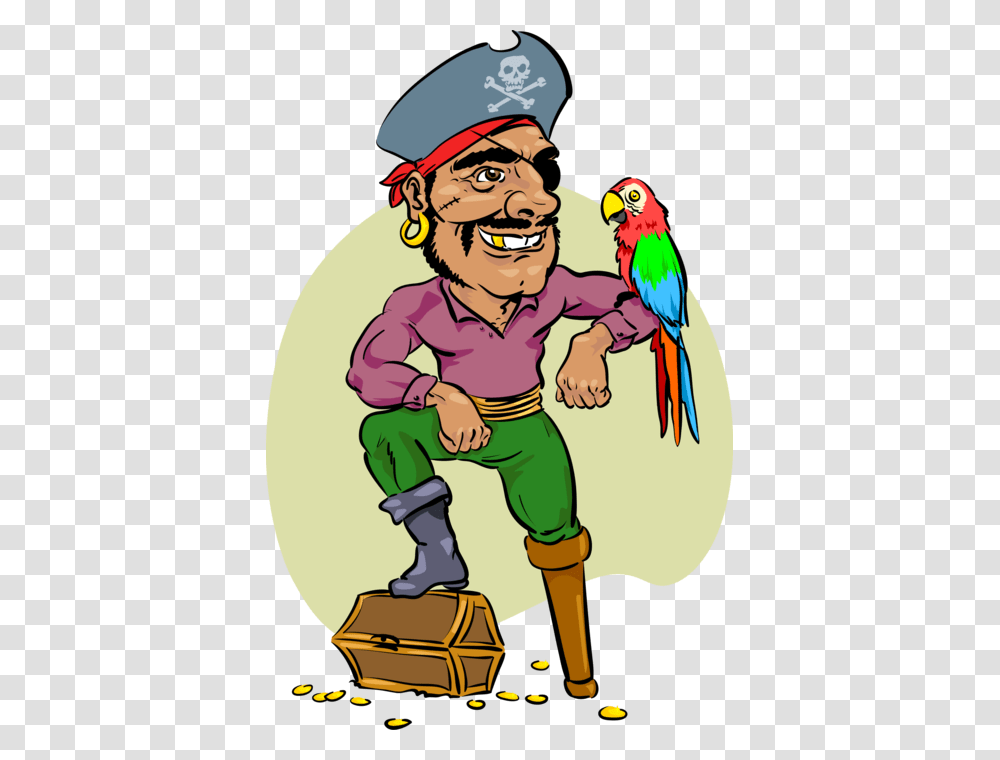 Vector Illustration Of Buccaneer Pirate With South Treasure Island Vocabulary, Bird, Animal, Person, Human Transparent Png