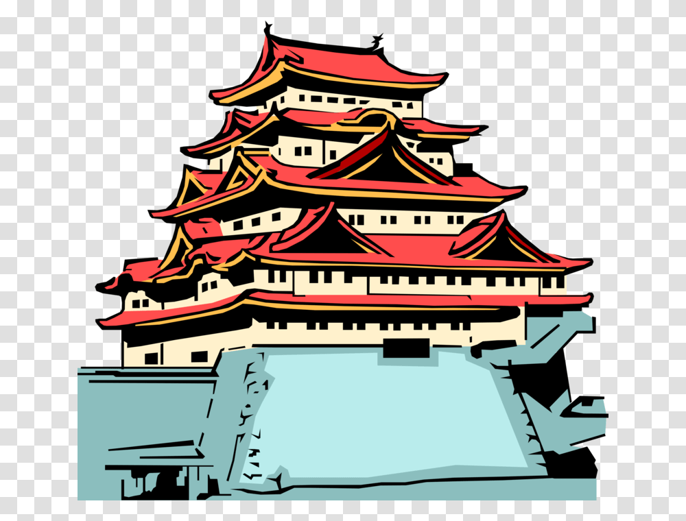 Vector Illustration Of Buddhist Temple Japan Japanese Buddhist Temple, Pagoda, Shrine, Worship Transparent Png