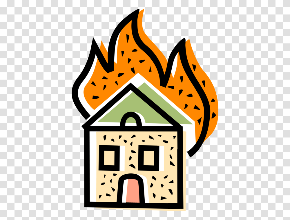 Vector Illustration Of Burning Family Home Residence, Fire, Flame, Poster Transparent Png