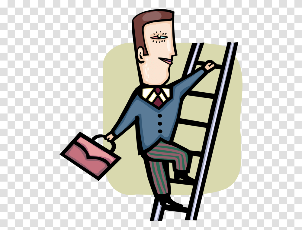 Vector Illustration Of Businessman Climbs Corporate, Performer, Cleaning, Bag, Kneeling Transparent Png