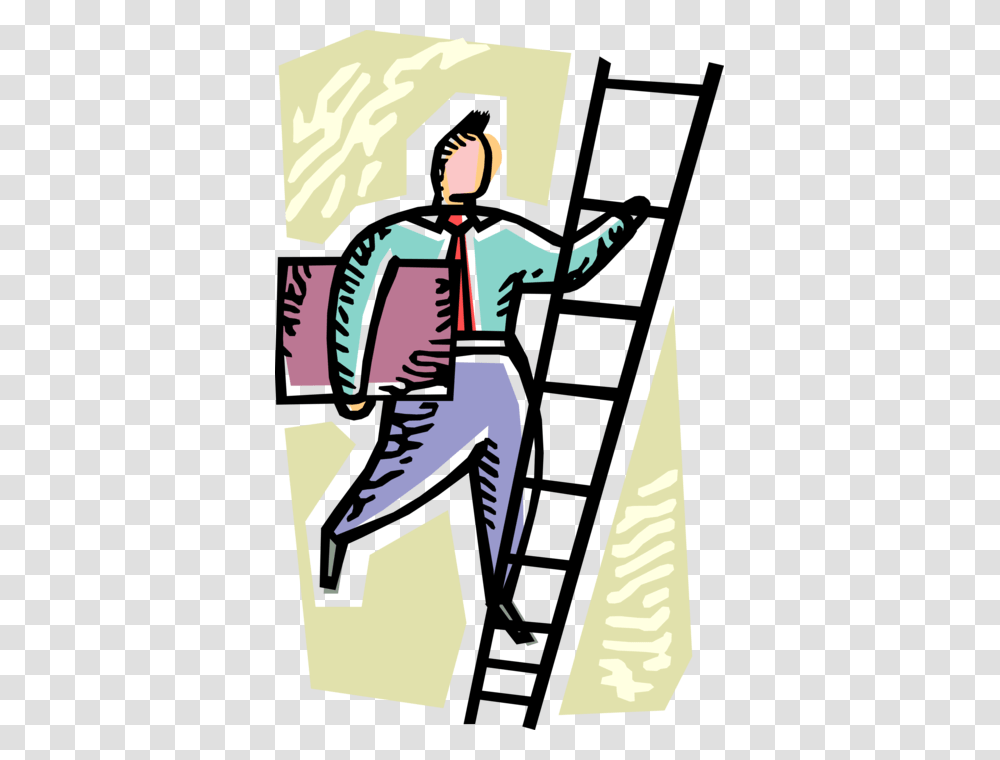 Vector Illustration Of Businessman Climbs Corporate, Poster, Advertisement, Book Transparent Png