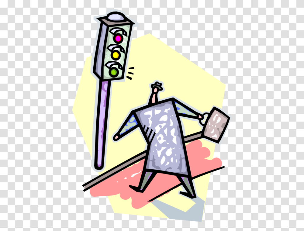 Vector Illustration Of Businessman Crosses Street At Transparent Png