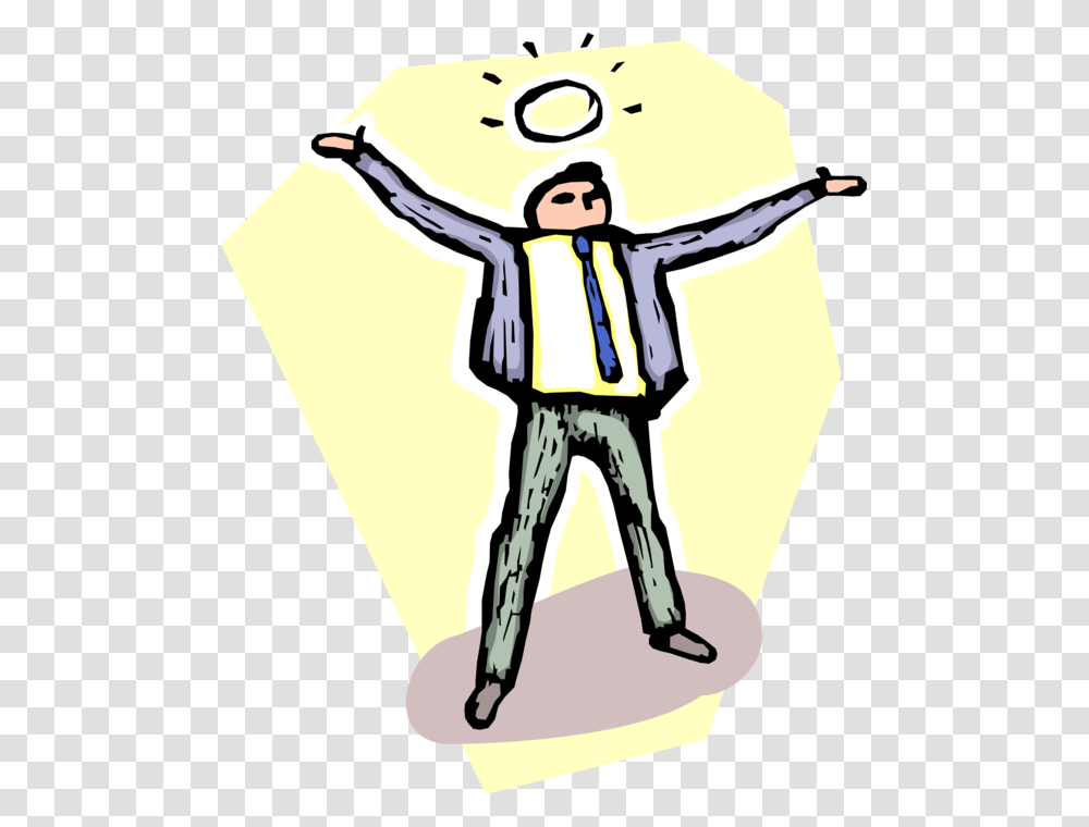 Vector Illustration Of Businessman Saint With Halo Illustration, Person, Performer, Poster, Advertisement Transparent Png