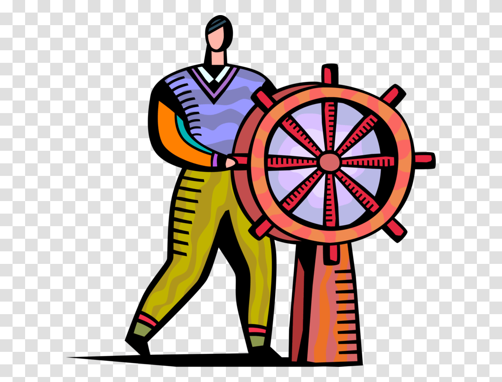 Vector Illustration Of Businessman Ship Captain Steers, Darts, Game, Crowd Transparent Png