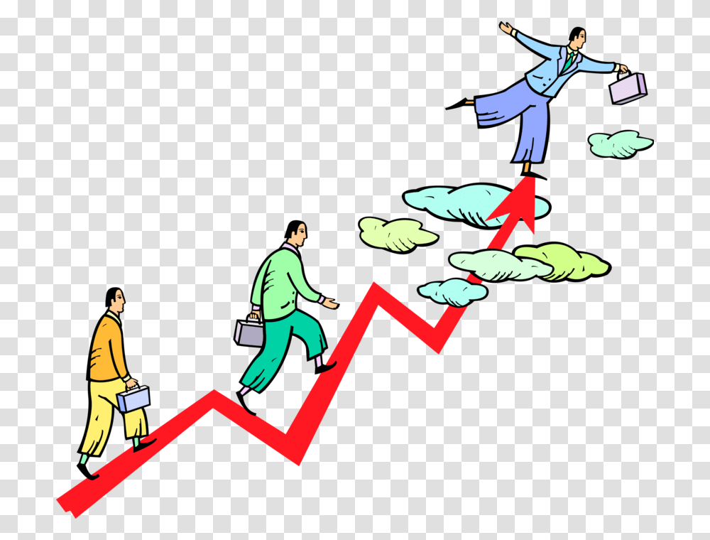 Vector Illustration Of Businessmen Climbing To Top Team Success Mlm Climb Clipart, Person, Performer, Leisure Activities, Duel Transparent Png