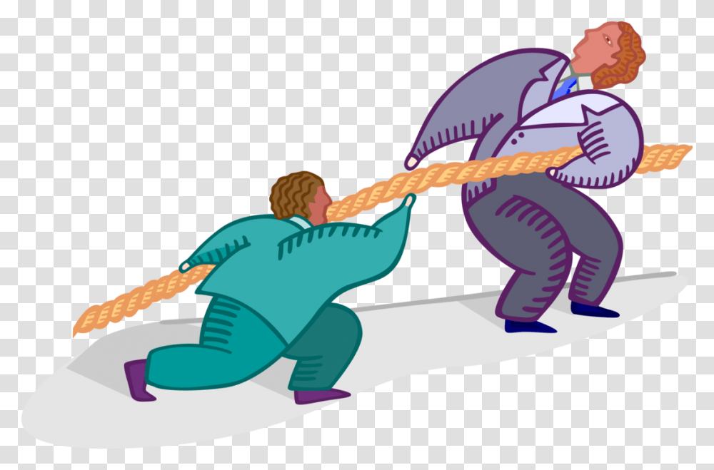 Vector Illustration Of Businessmen Compete Pulling Cartoon, Person, Adventure, Leisure Activities, Outdoors Transparent Png