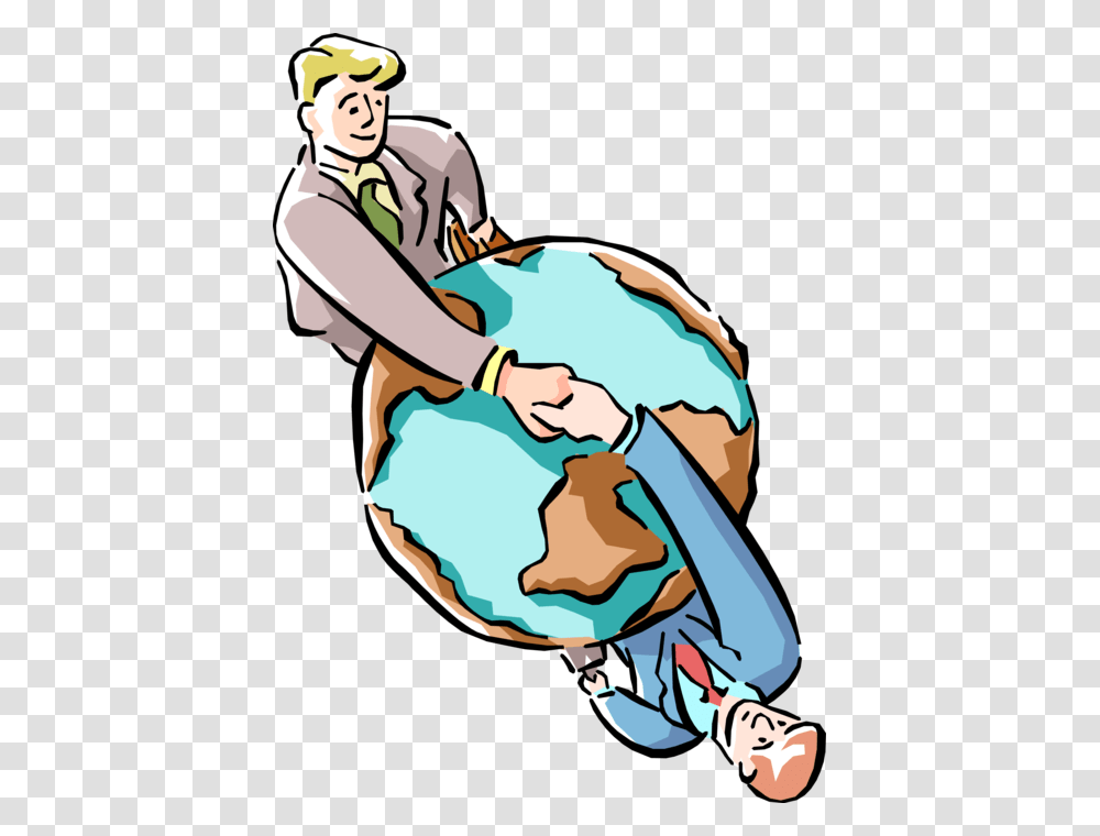 Vector Illustration Of Businessmen Shake Hands In Global, Outer Space, Astronomy, Universe, Planet Transparent Png