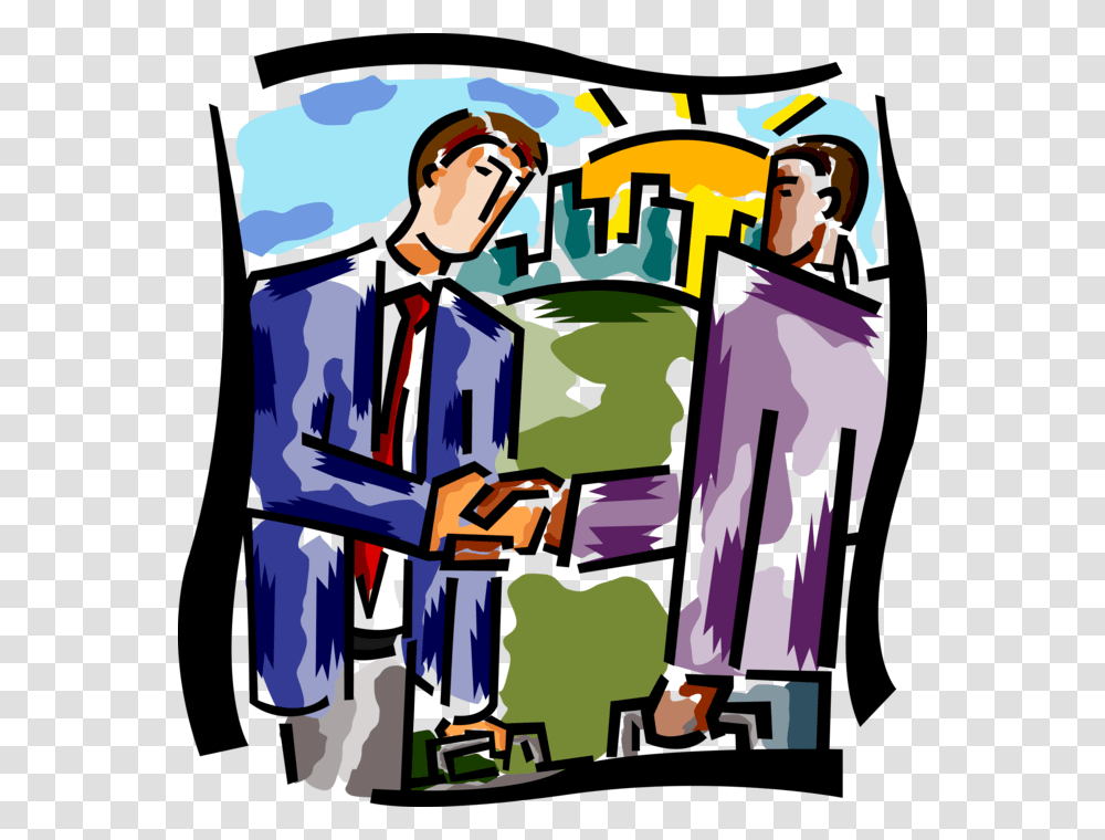 Vector Illustration Of Businessmen Shake Hands In Introduction, Poster, Advertisement, Drawing Transparent Png