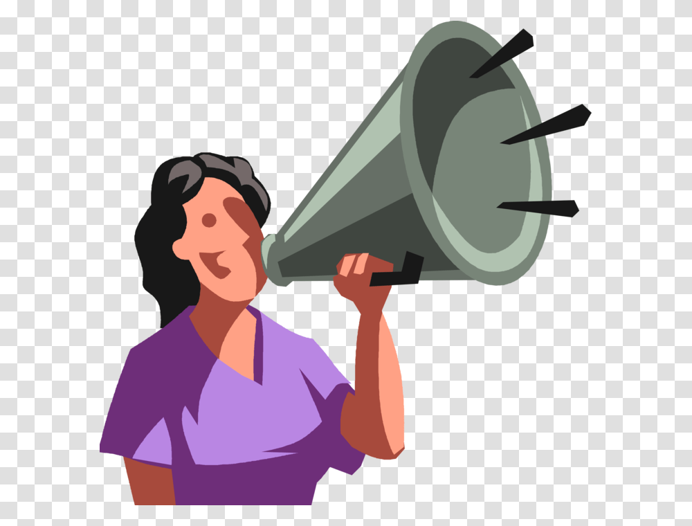 Vector Illustration Of Businesswoman Makes Important Background Announced Clipart, Person, Human, Tin, Can Transparent Png