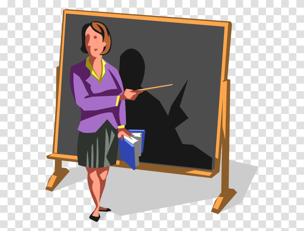 Vector Illustration Of Businesswoman Professor Teacher Clipart Of Teachers, Person, Human, Female, Blackboard Transparent Png