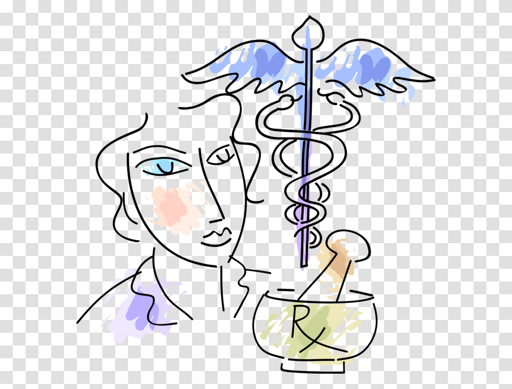 Vector Illustration Of Caduceus Symbol Of Health Care, Stencil, Silhouette Transparent Png