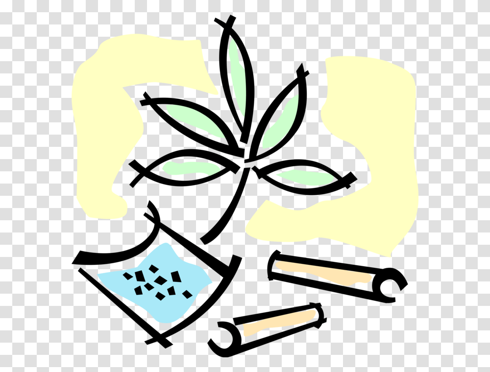 Vector Illustration Of Cannabis Dope Ganja Weed Narcotic Clip Art, Label, Stencil Transparent Png