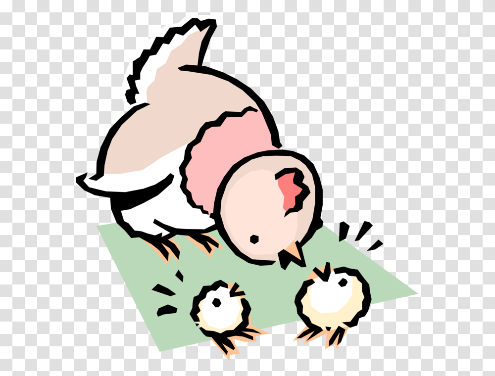 Vector Illustration Of Cartoon Mother Chicken With Mis Pollitos, Cream, Dessert, Food, Creme Transparent Png