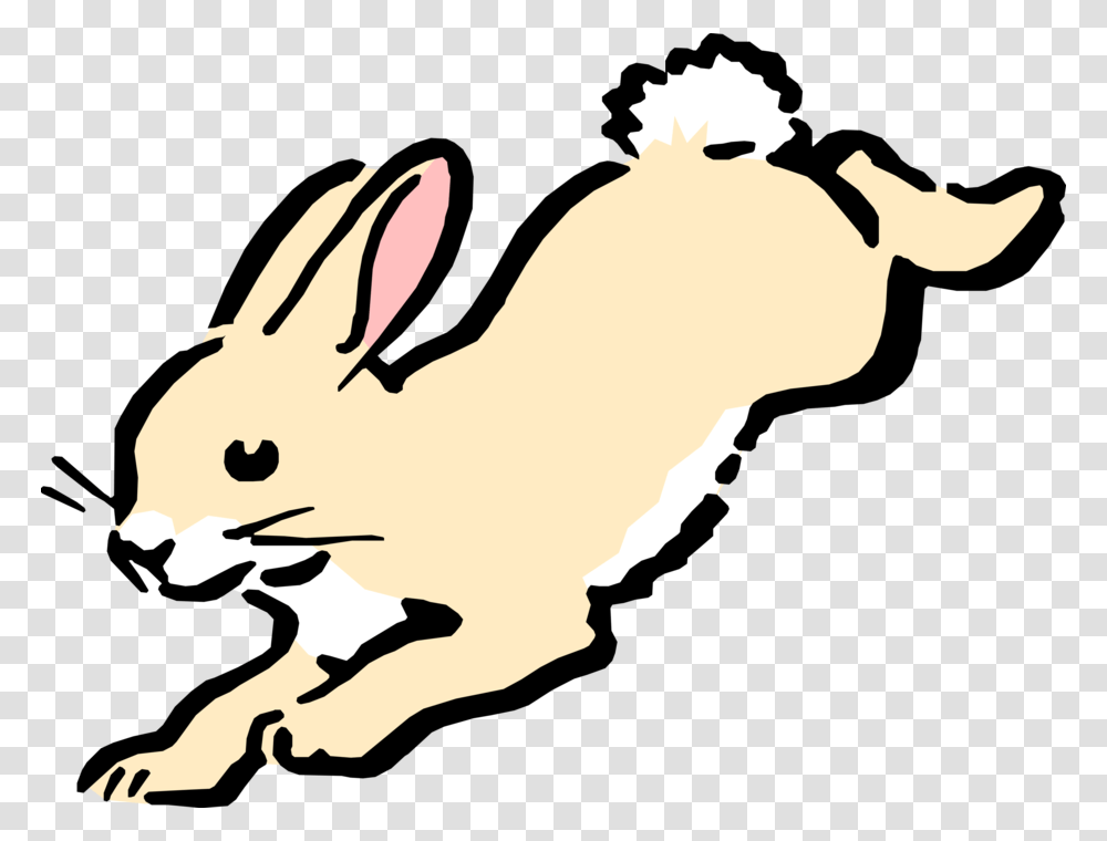 Vector Illustration Of Cartoon Rabbit Hopping Bunny Jumping Clipart, Mammal, Animal, Hare, Rodent Transparent Png