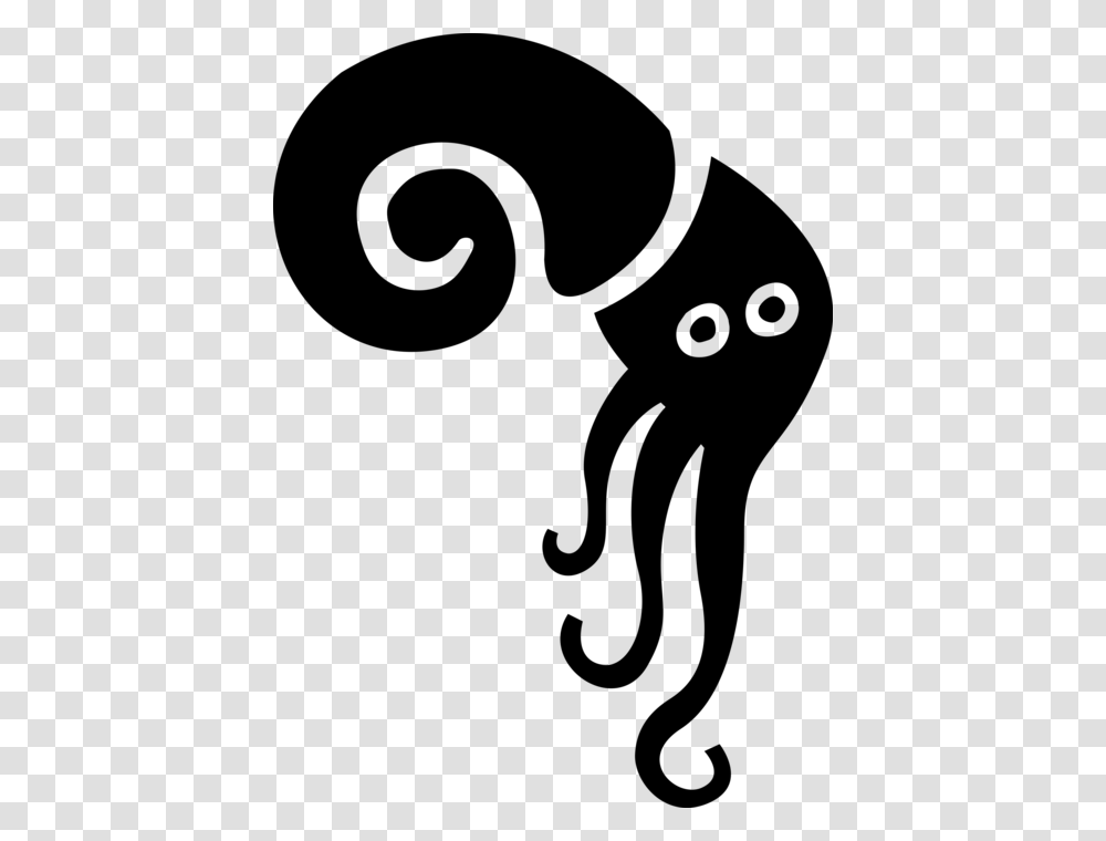 Vector Illustration Of Cephalopod Squid Have Eight Black Squid Vector, Gray Transparent Png