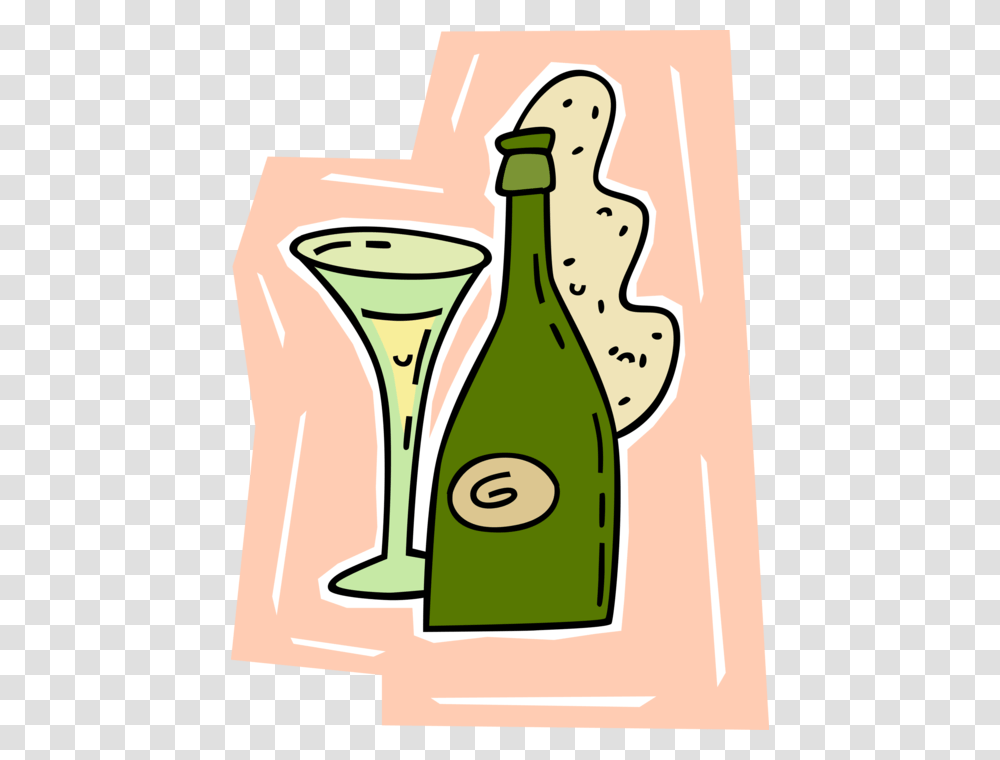 Vector Illustration Of Champagne Carbonated Sparkling, Beverage, Bottle, Alcohol, Cocktail Transparent Png