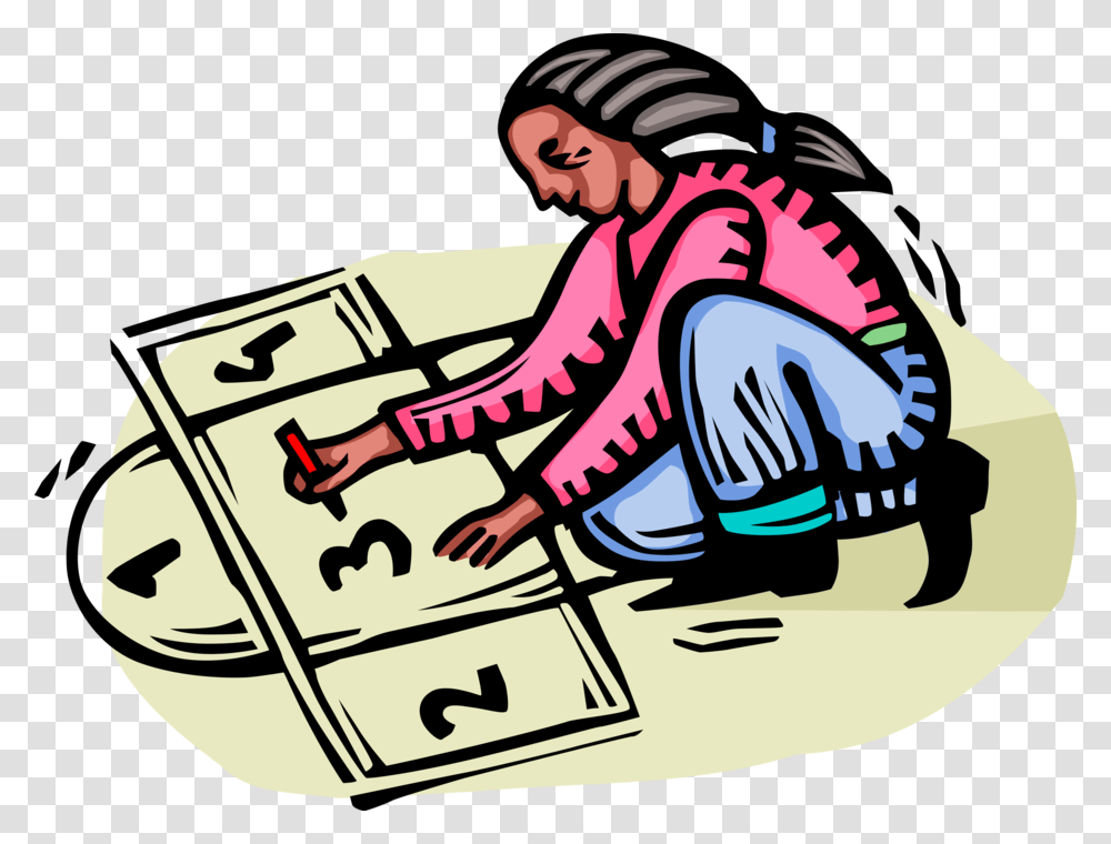 Vector Illustration Of Child Playing Hopscotch Childrenquots Hopscotch Illustration, Person, Human, Word, Game Transparent Png