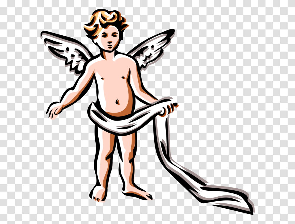 Vector Illustration Of Child Spiritual Angel With Wings Cartoon, Cupid, Person, Human Transparent Png